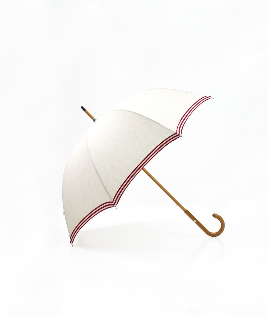 Femme Maison Pierre Vaux | Parapluie-Ombrelle En Lin "Les Rayures" - Rouge