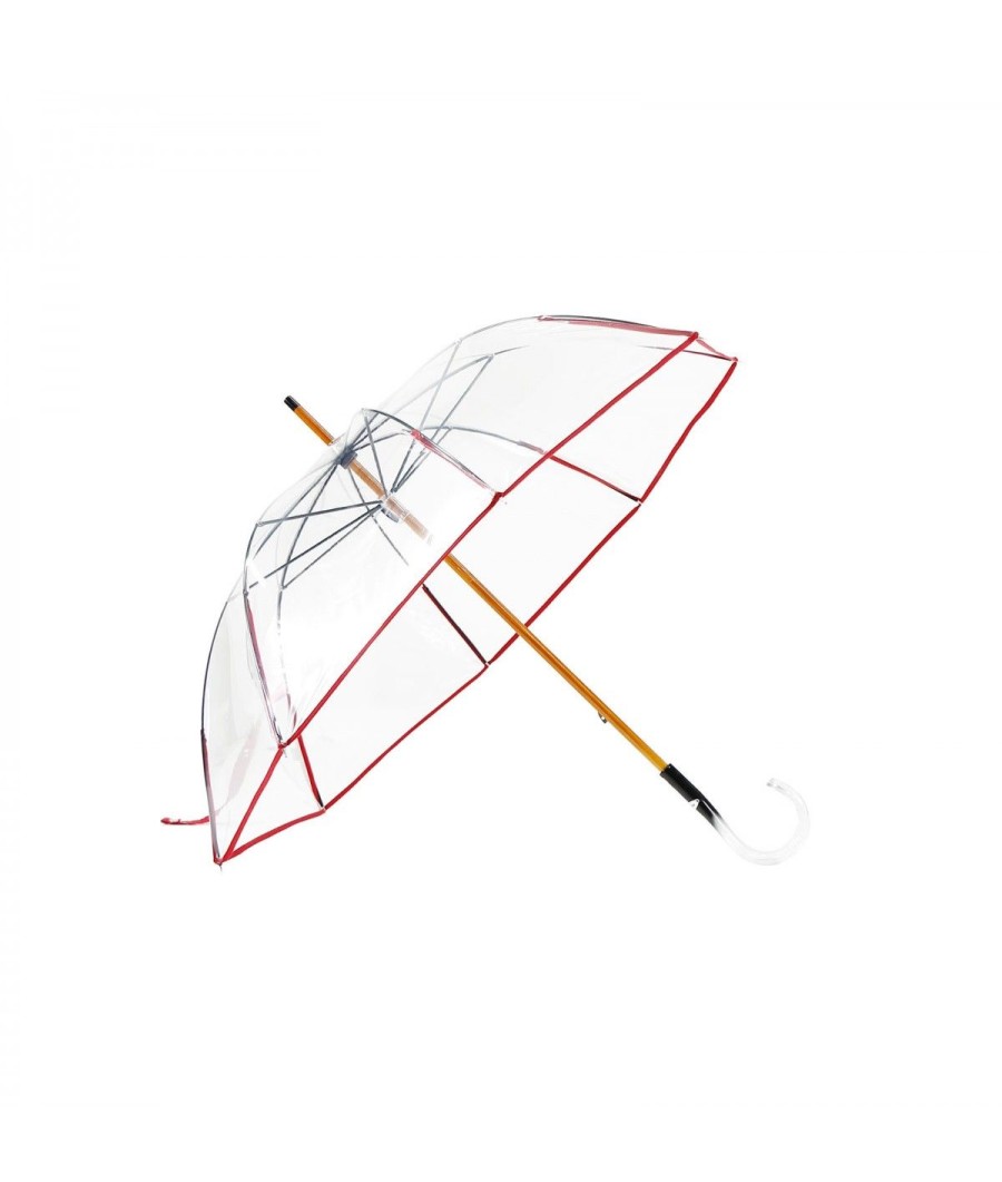 Femme Maison Pierre Vaux | Parapluie "Transparent Classique' Manuel - Rouge