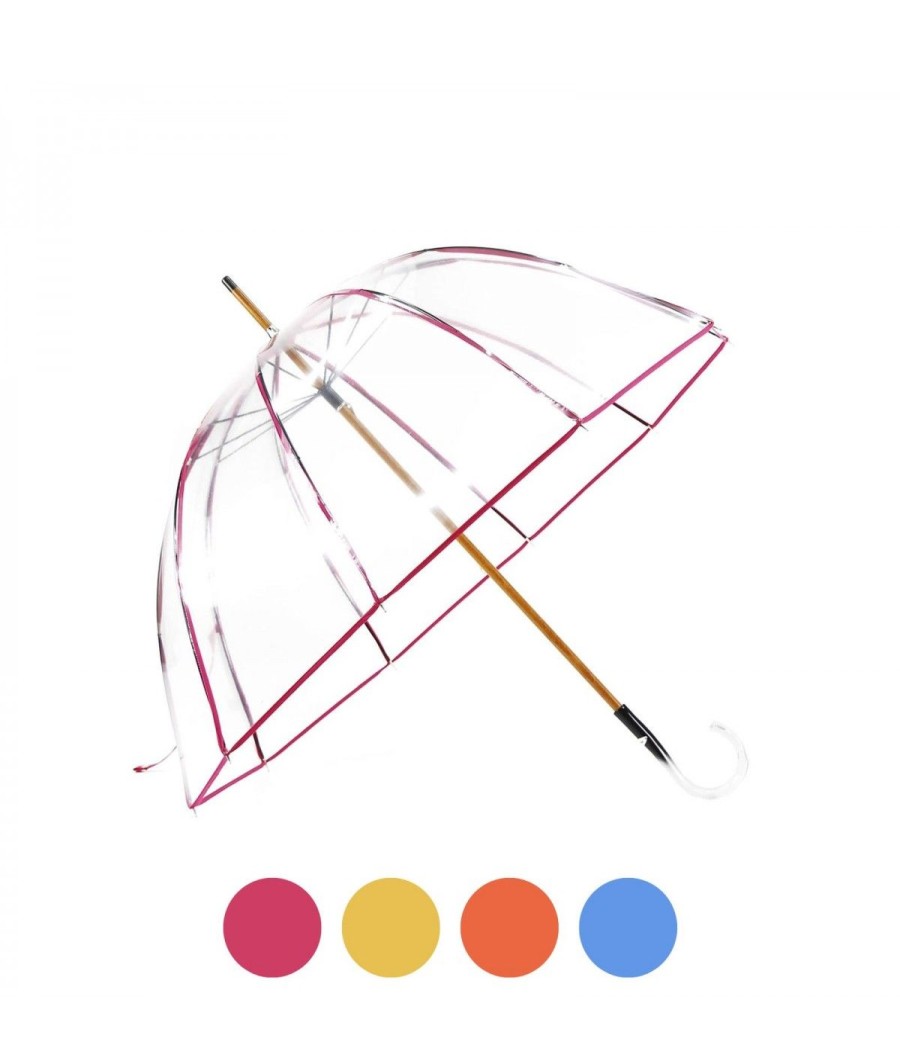 Femme Maison Pierre Vaux | Parapluie "Cloche Ganse Couleur" Transparent - Long Manuel