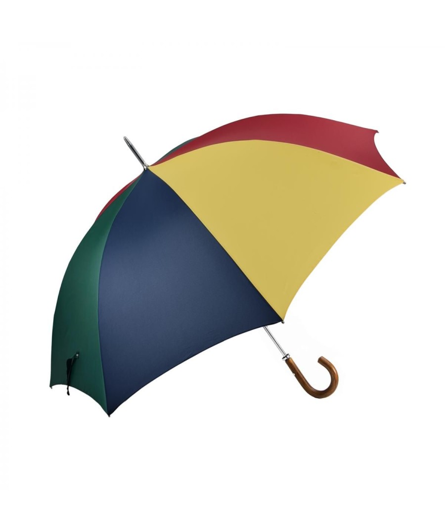 Homme Maison Pierre Vaux | Parapluie "Le Golf " Manuel - Avec Poignee Courbe Bois - Multicolore