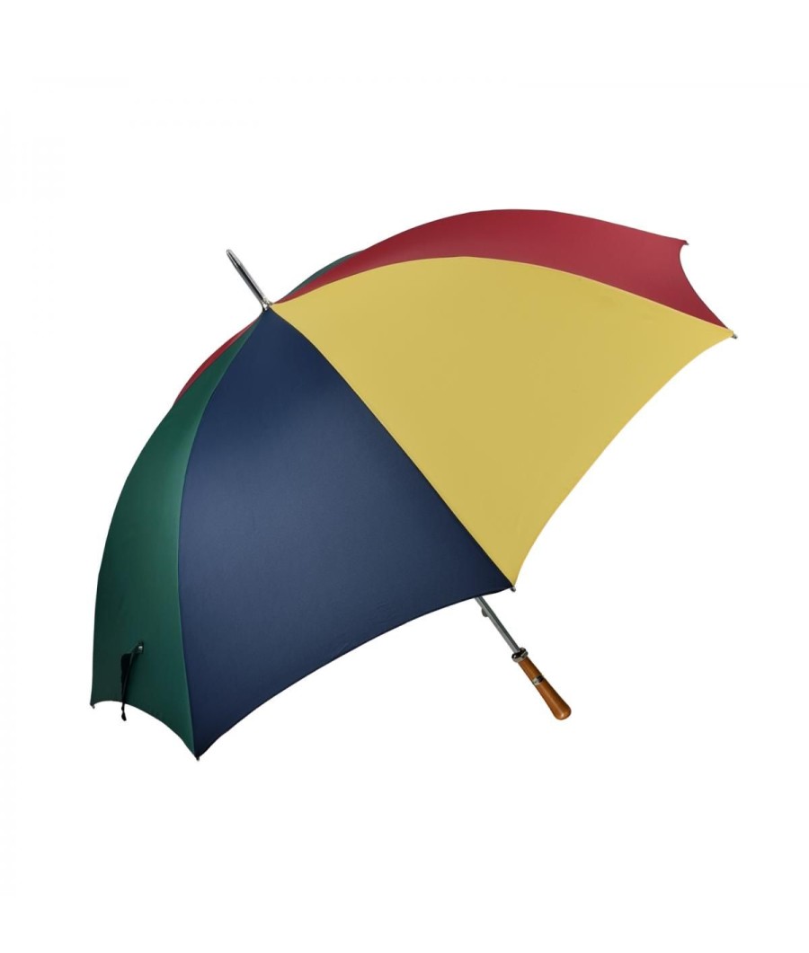 Homme Maison Pierre Vaux | Parapluie "Le Golf" Manuel - Avec Sa Poignee Droite En Bois - Multicolore